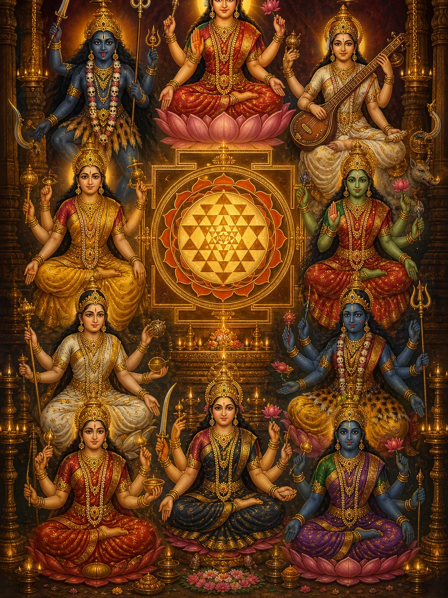 A devotional artistic representation of the Dasa Mahavidyas
